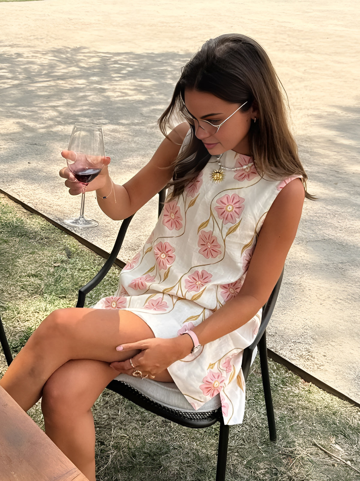 Robe Mini Imprimée Florale Sans Manches-Dresses-Marais Paris-Blanc-S-Marais Paris