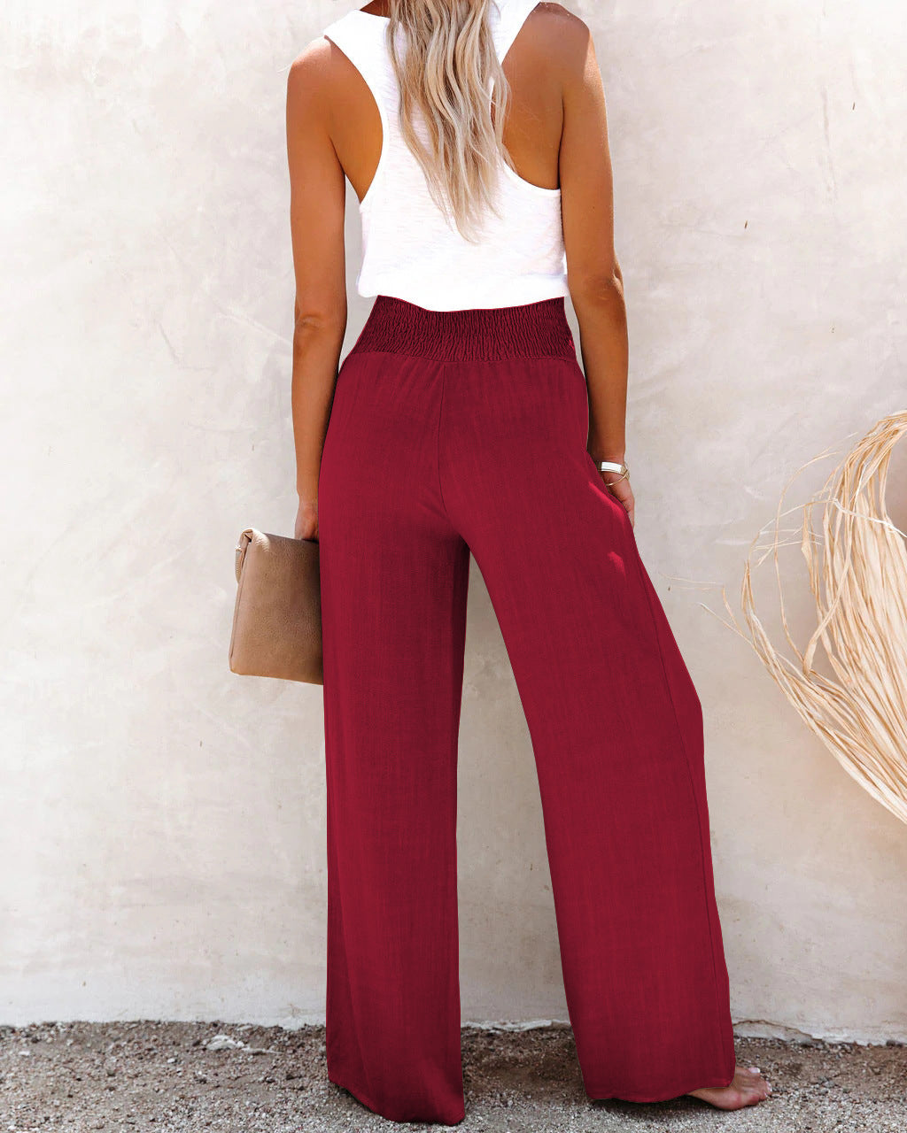 Pantalon Palazzo Fluide Taille Haute Boutonné - Coupe Large, Confortable-Pants-Marais Paris-Marais Paris