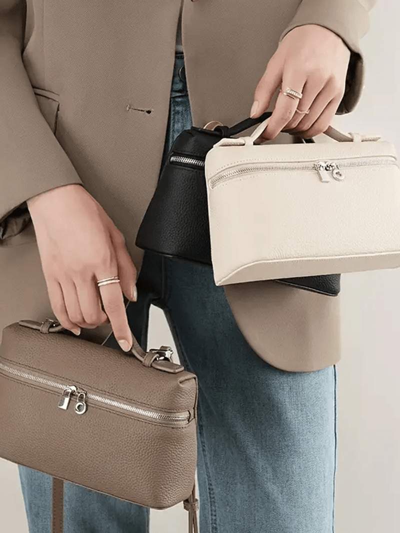 Sac à main structuré avec poignée et fermeture éclair-Bags-Marais Paris-Marais Paris