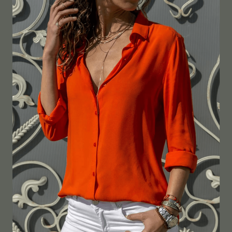 Marais Paris Blouse Chic et Décontractée pour Sorties-Women Blouse-Marais Paris-Orange-S-Marais Paris