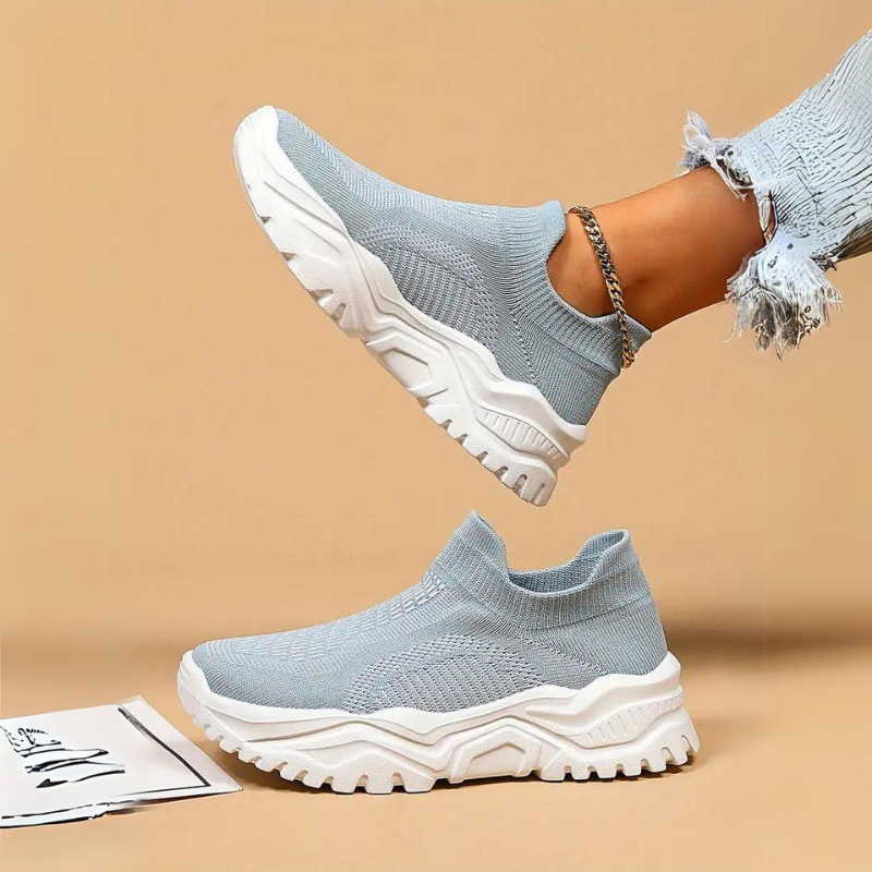 Slip-on Sneakers - Knit Upper, Chunky Sole - Athleisure Footwear-Shoes-Marais Paris-Marais Paris