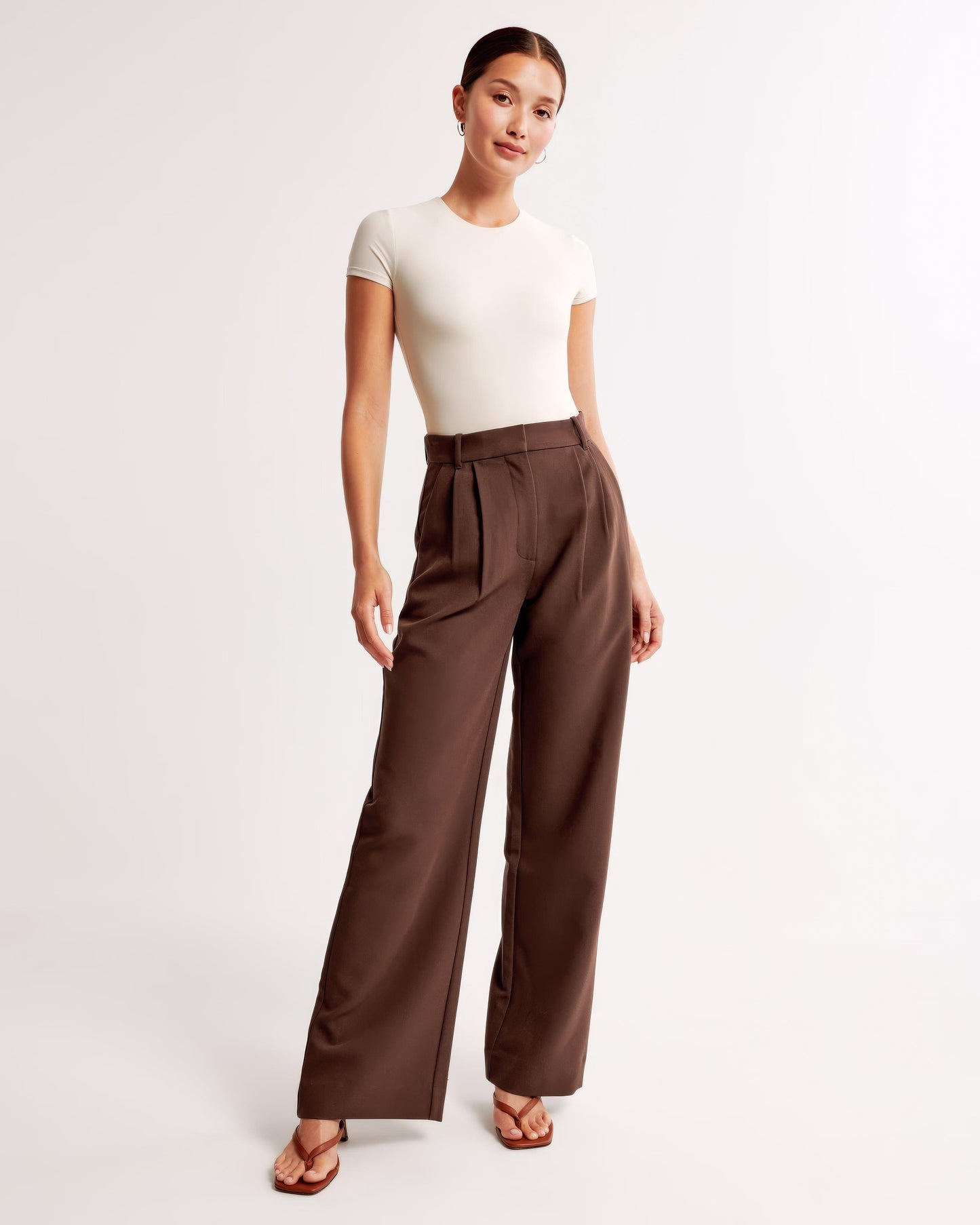 Pantalon Jambe Large Taille Haute Coupe Moderne-Pants-Marais Paris-Marron-XS-Marais Paris