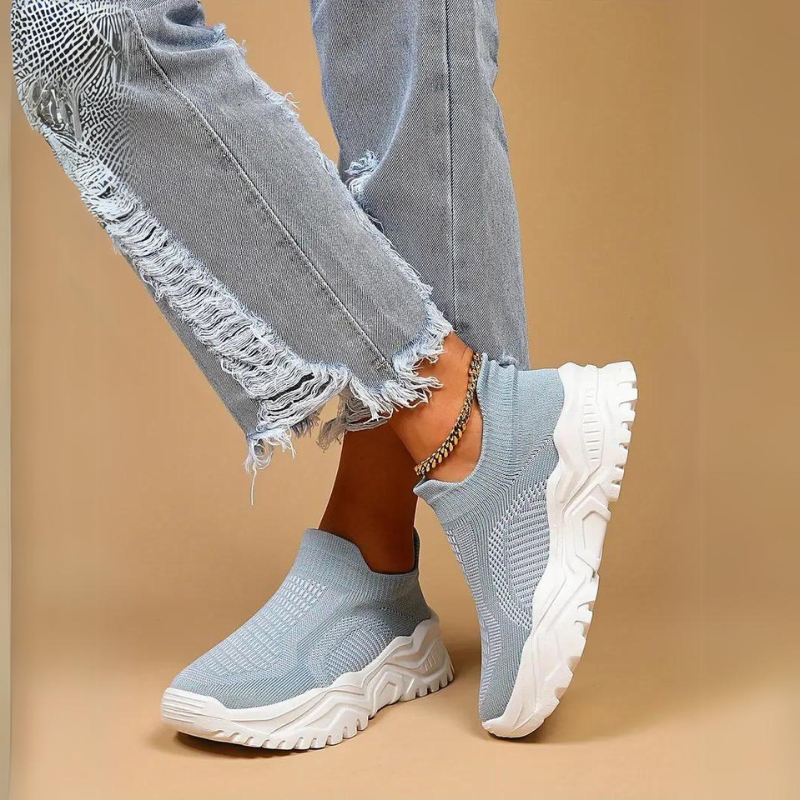 Slip-on Sneakers - Knit Upper, Chunky Sole - Athleisure Footwear-Shoes-Marais Paris-Marais Paris