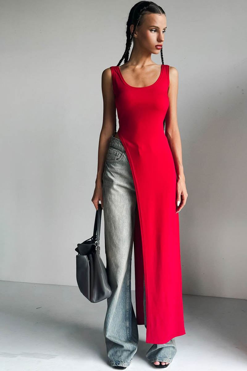 Top/Robe Asymétrique - Coupe Moderne, Fente Haute, Silhouette Ajustée-Tops-Marais Paris-Marais Paris