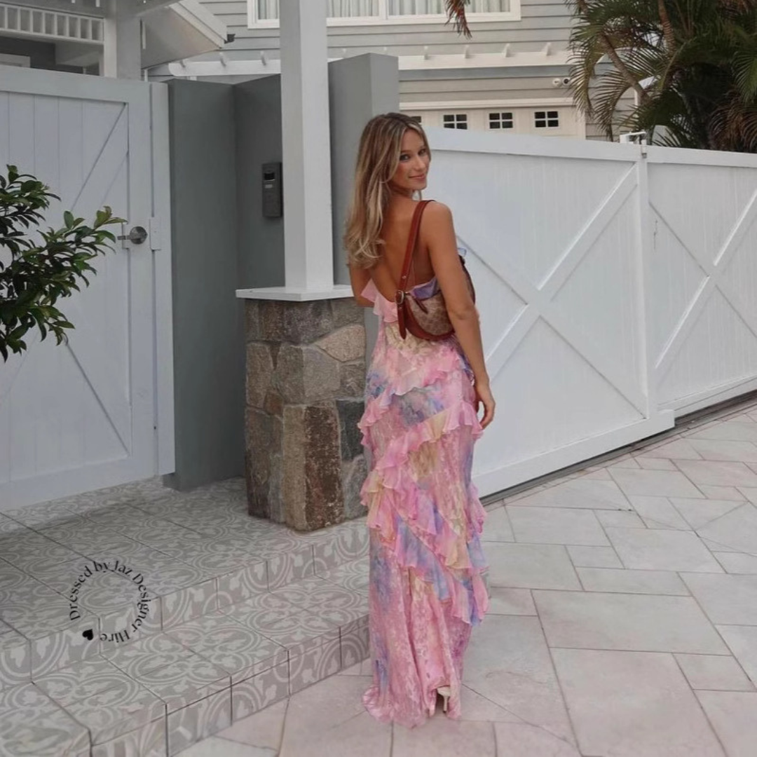 Robe Fluide Sans Manches – Bretelles Fines & Volants