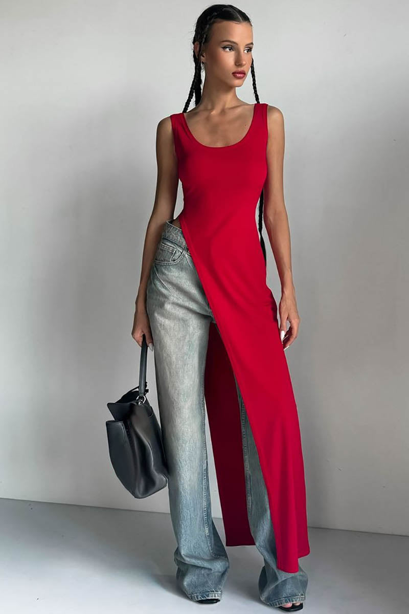 Top/Robe Asymétrique - Coupe Moderne, Fente Haute, Silhouette Ajustée-Tops-Marais Paris-Marais Paris