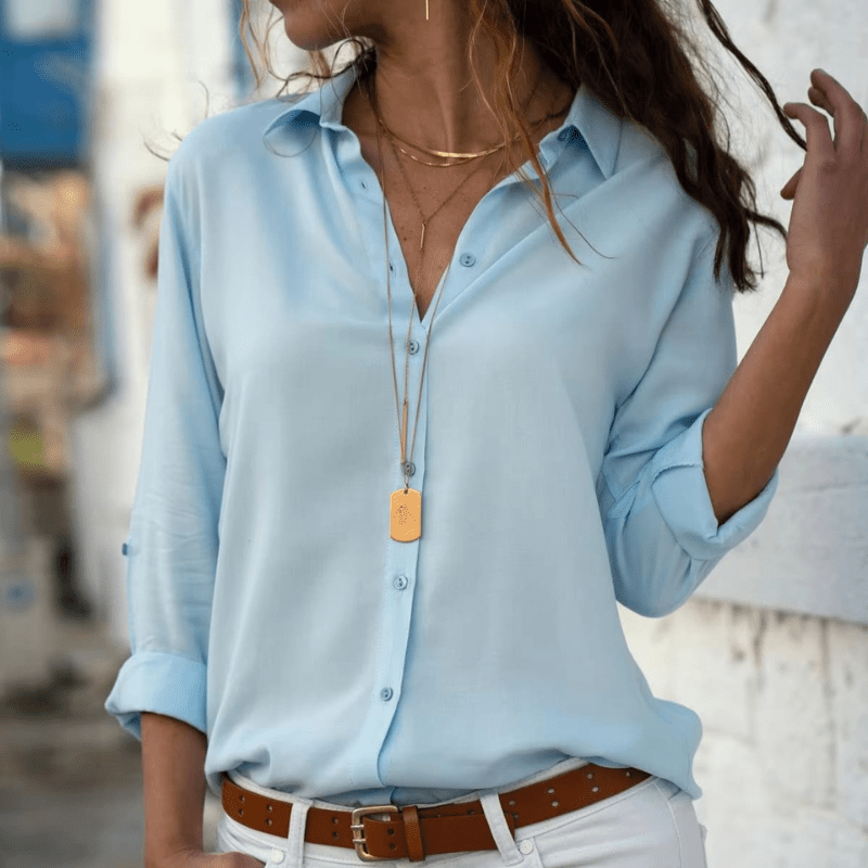 Marais Paris Blouse Chic et Décontractée pour Sorties-Women Blouse-Marais Paris-Bleu Clair-S-Marais Paris
