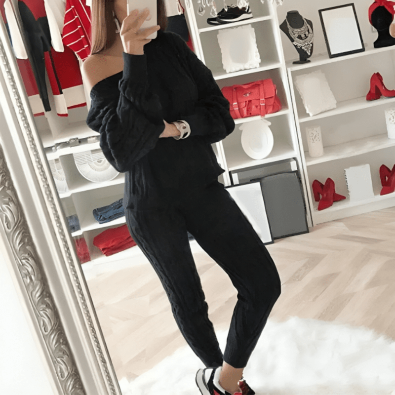 Ensemble Tricoté Décontracté pour Femmes - Confort et Style-Women Set-Marais Paris-Noir-S-Marais Paris