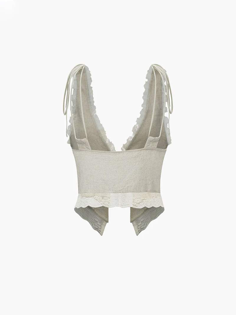 Haut Femme Bohème Dentelle Nœud - Style Romantique, Léger-Marais Paris-Marais Paris