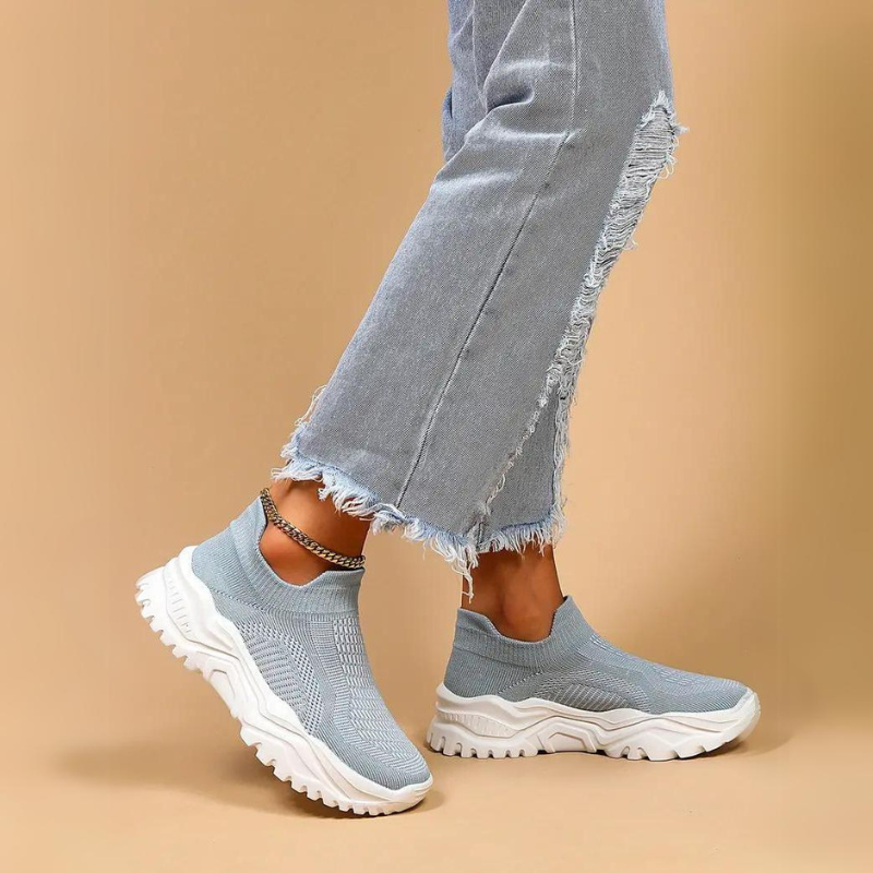 Slip-on Sneakers - Knit Upper, Chunky Sole - Athleisure Footwear-Shoes-Marais Paris-Marais Paris