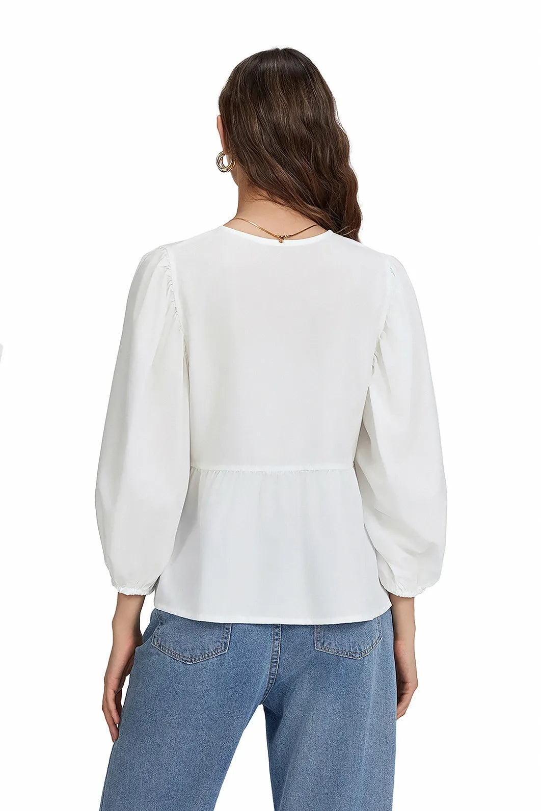 Marais Paris Blouse Femme – Nœud, Ourlet Péplum, Manches Trois-Quarts, Plusieurs Couleurs-83302-2fe72afe-77c8-4ca7-a92d-7fef74fd44fe