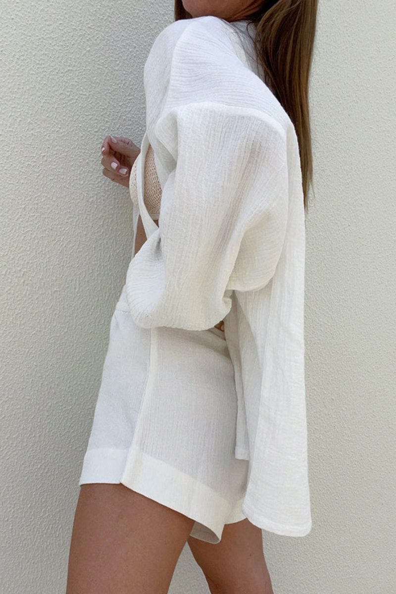 Ensemble Femme Top Cache-Cœur Short Taille Haute Ceinture Assortie-Sets-Marais Paris-Marais Paris