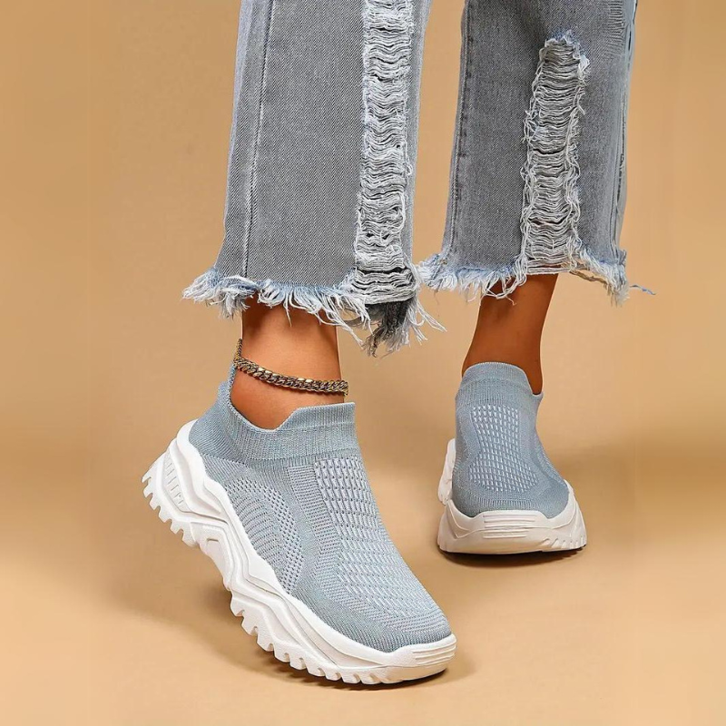 Slip-on Sneakers - Knit Upper, Chunky Sole - Athleisure Footwear-Shoes-Marais Paris-Marais Paris