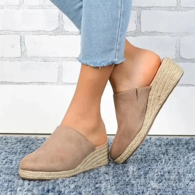 Mules Compensées Femme en Daim – Semelle Espadrille, Facile à Enfiler-83367-458d7d17-51b8-427a-a82d-6edb5b2f5c77