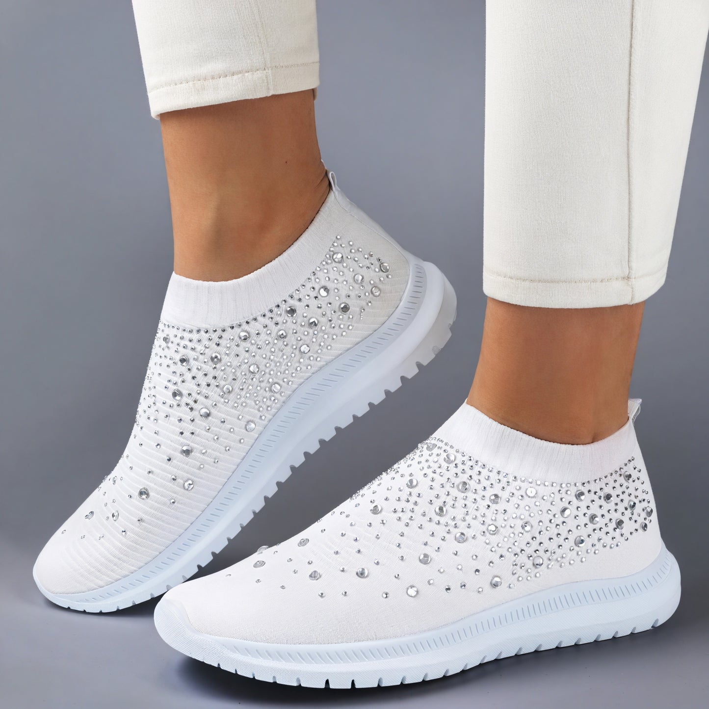 Sneakers Slip-On Femme - Maille & Strass Brillants-Shoes Evergreen-Marais Paris-Marais Paris