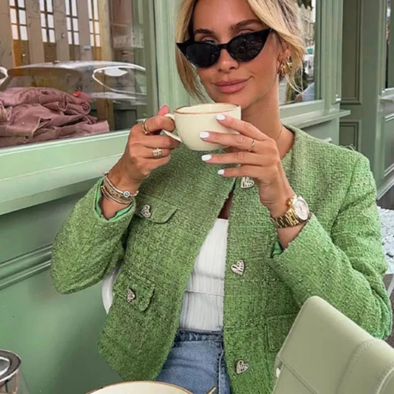 Ensemble Tailleur Femme – Veste Cropped, Jupe Ajustée, Boutons Dorés-Old Money Style-Marais Paris-Marais Paris