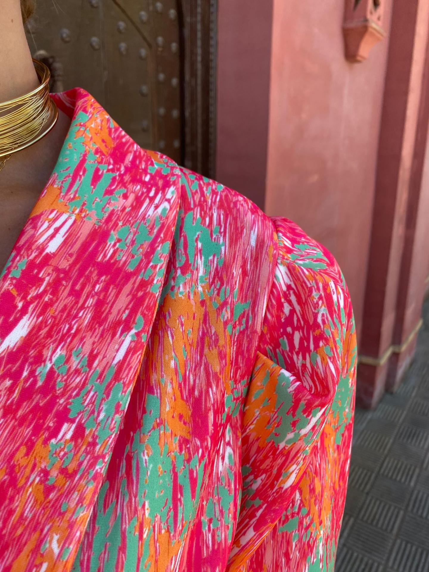 Romper Imprimé Abstrait Femme - Ceinture, Manches Courtes, Été-Jumpsuit-Marais Paris-Marais Paris