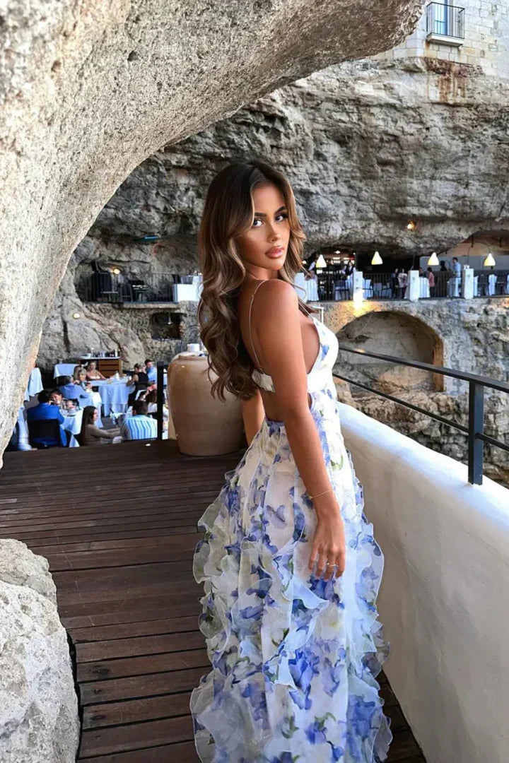 Robe Florale à Bretelles Spaghetti et Volants - Marais Paris-Default-Marais Paris-Marais Paris