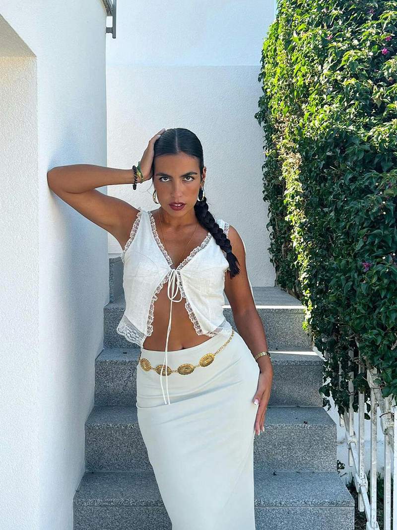 Haut Femme Bohème Dentelle Nœud - Style Romantique, Léger-Marais Paris-Marais Paris