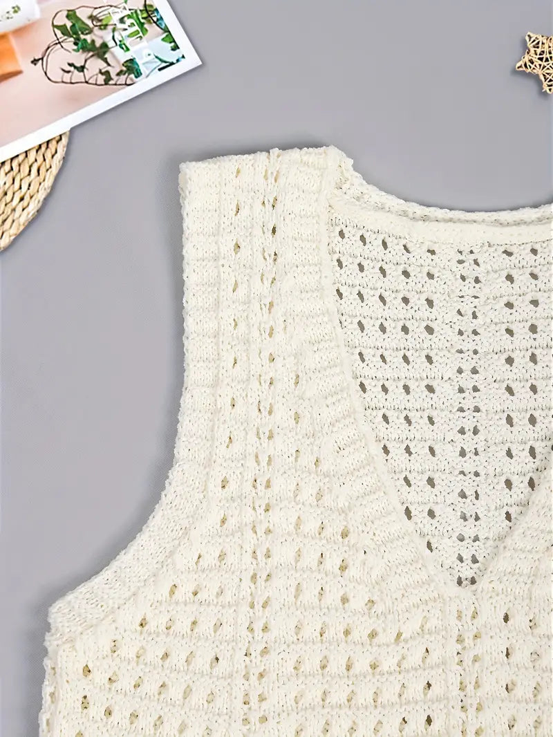 Robe Maxi Crochet Bohème - Bretelles Spaghetti, Ourlet Ajouré-Dresses-Marais Paris-Marais Paris