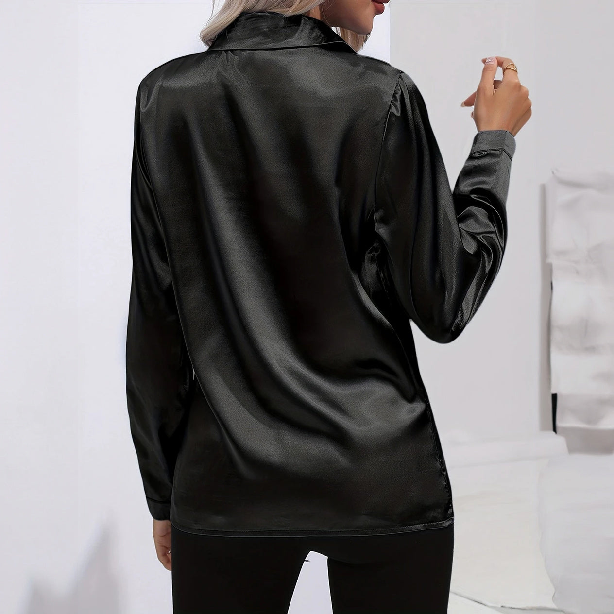 Blouse Satinée Femme - Manches Longues, Coupe Ajustée-Blouse-Marais Paris-Marais Paris