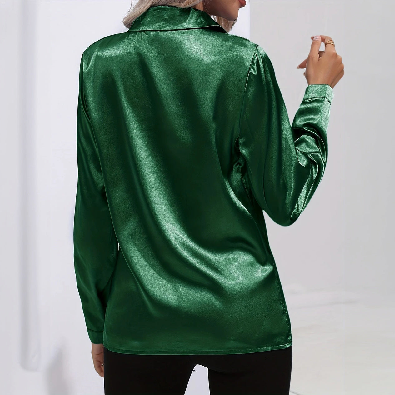 Blouse Satinée Femme - Manches Longues, Coupe Ajustée-Blouse-Marais Paris-Marais Paris