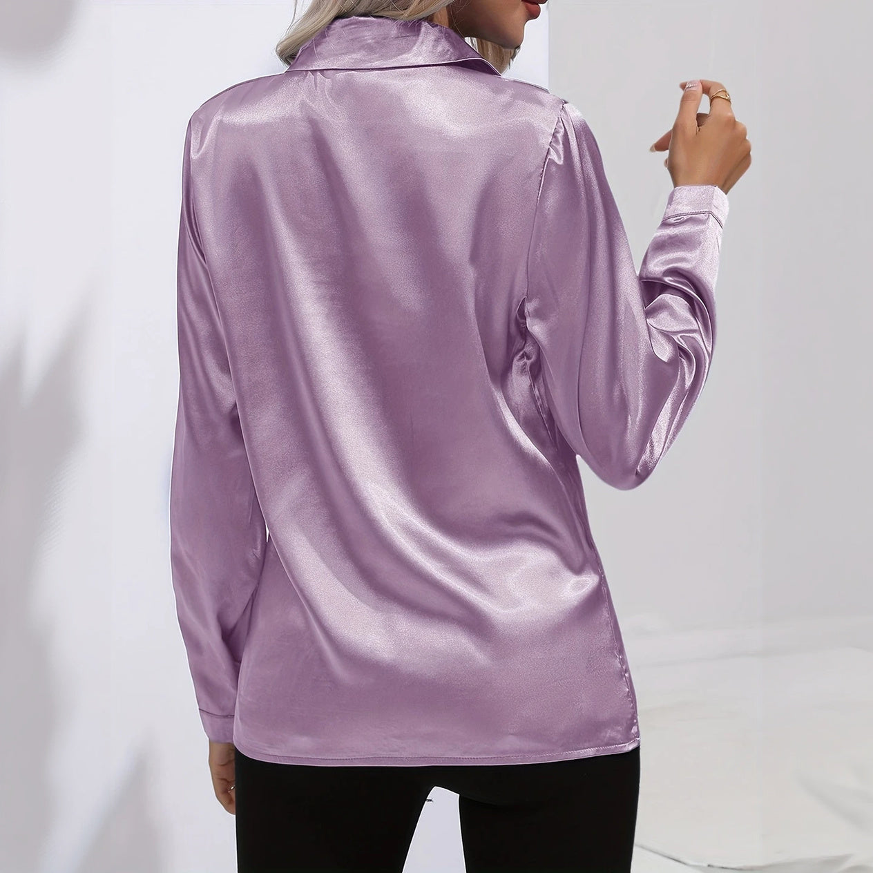 Blouse Satinée Femme - Manches Longues, Coupe Ajustée-Blouse-Marais Paris-Marais Paris