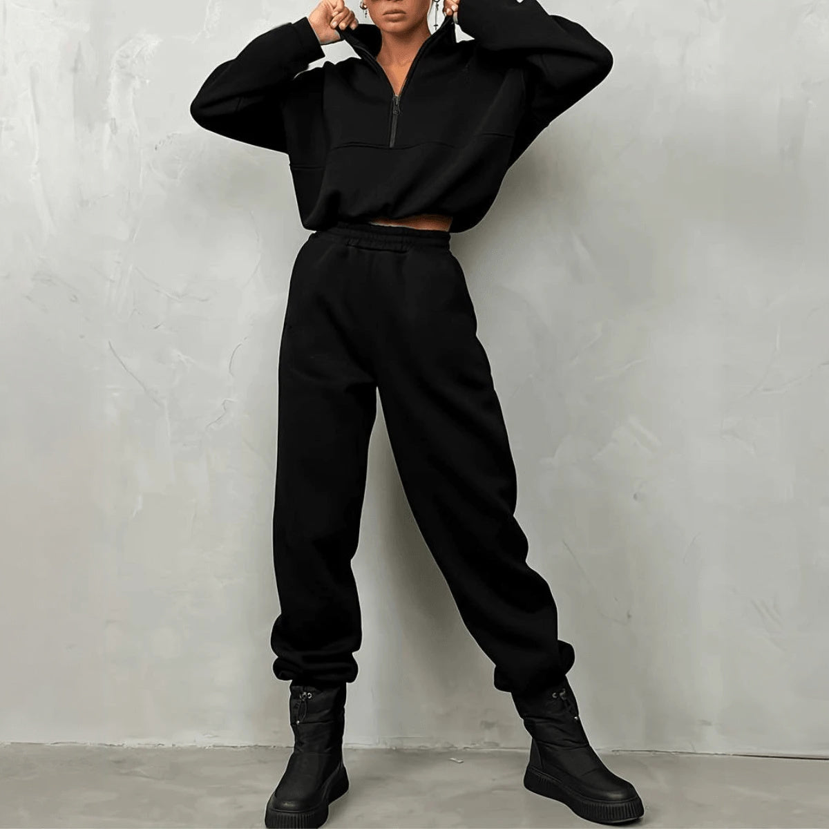 Ensemble Actif Élégant - Sweat Zippé et Joggers-Long set-Marais Paris-Marais Paris