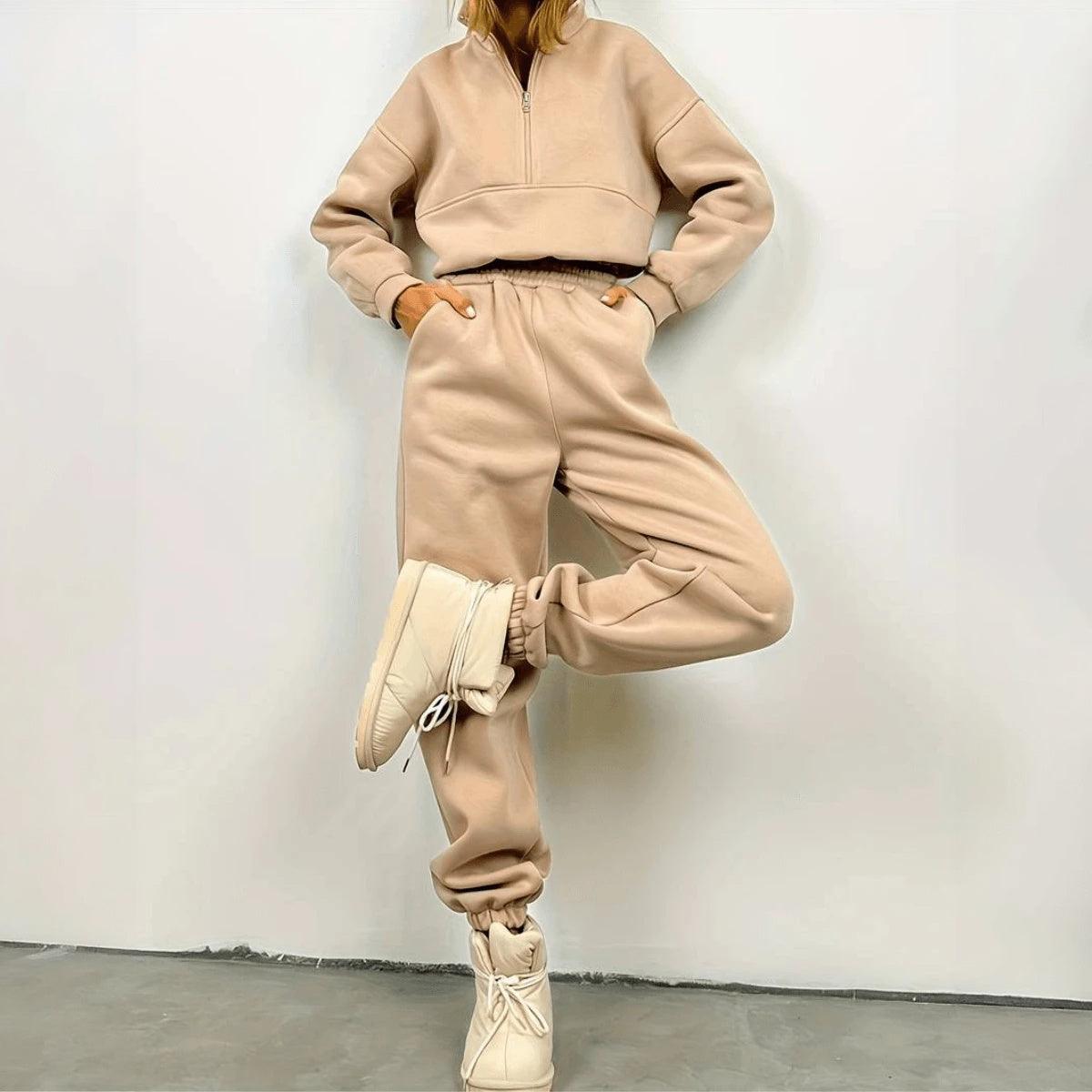 Ensemble Actif Élégant - Sweat Zippé et Joggers-Long set-Marais Paris-Marais Paris