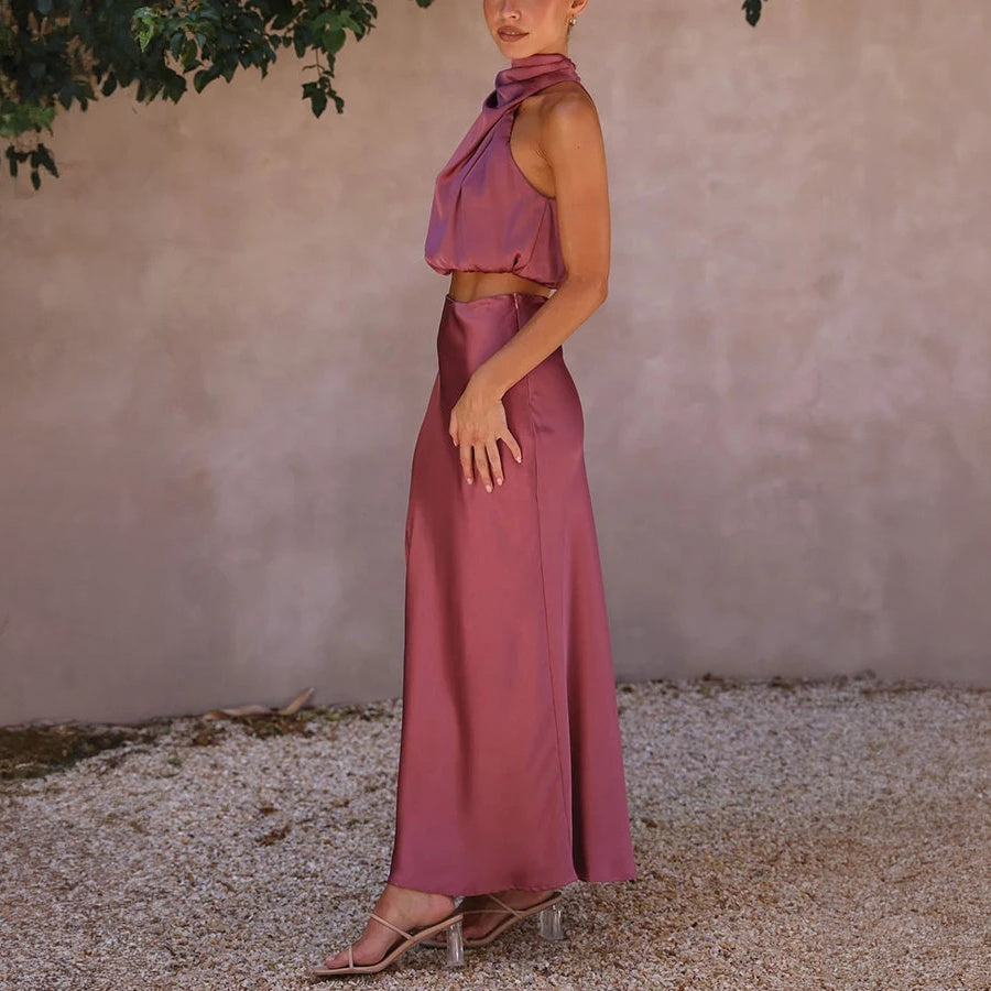 Robe Maxi Élégante à Encolure Halter pour Événements-Long set-Marais Paris-Marais Paris