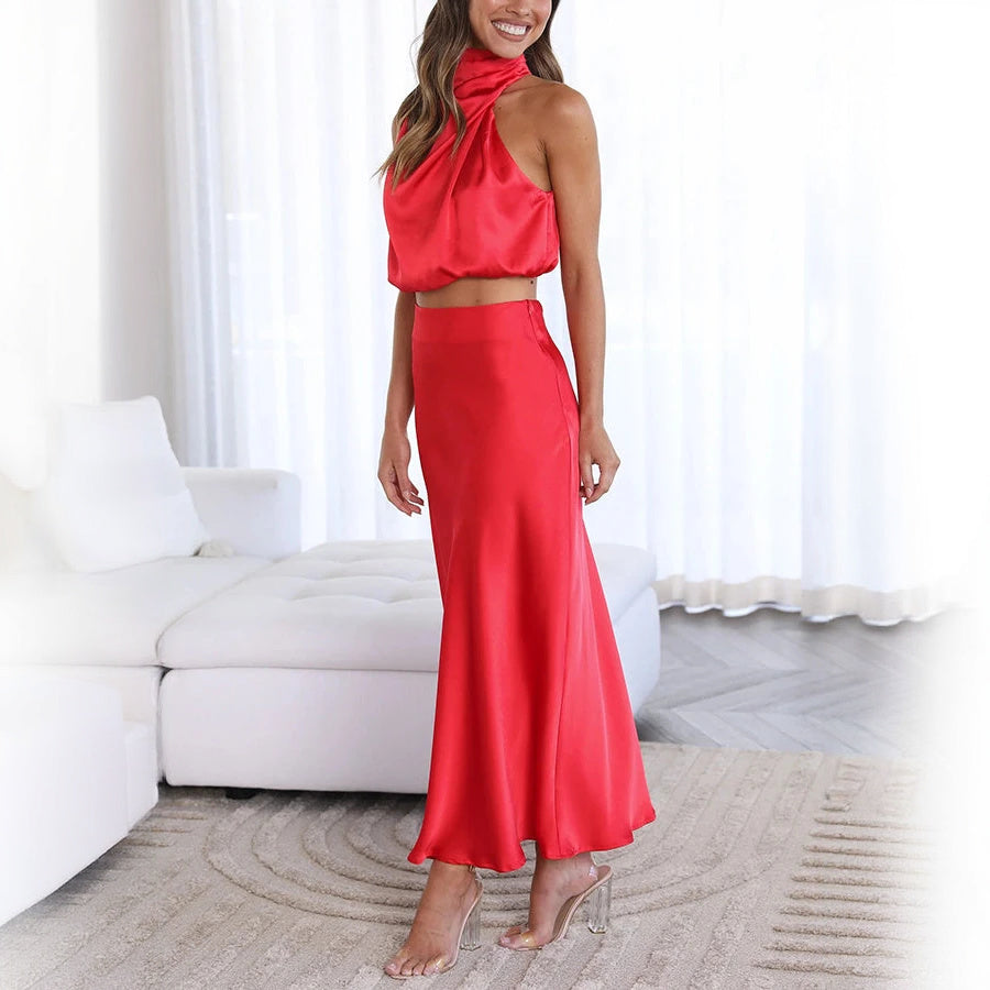 Robe Maxi Élégante à Encolure Halter pour Événements-Long set-Marais Paris-Marais Paris