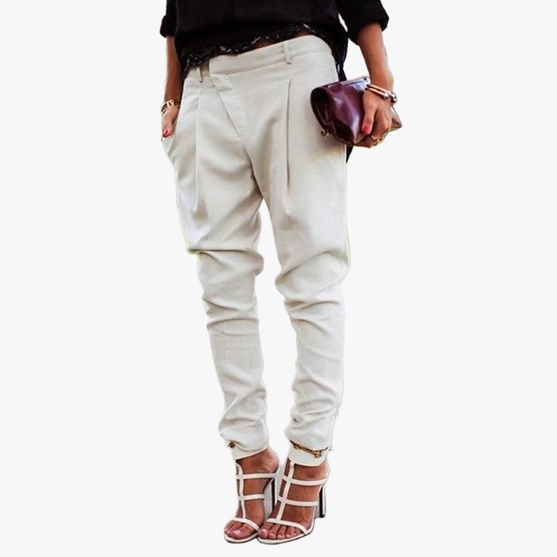 Pantalon Chic et Contemporain - Taille Haute, Coupe Taperée-Chino pants-Marais Paris-Blanc-34-Marais Paris
