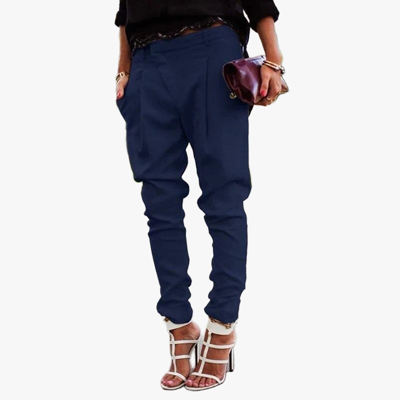 Pantalon Chic et Contemporain - Taille Haute, Coupe Taperée-Chino pants-Marais Paris-Bleu-34-Marais Paris