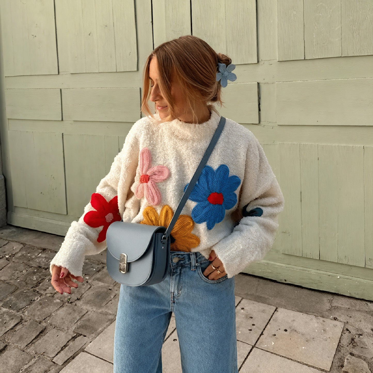 Pull Oversized à Appliqués Floraux - Style Décontracté-Women Cardigans-Marais Paris-Marais Paris