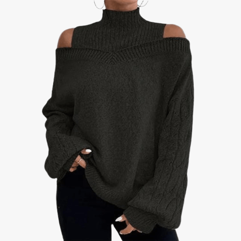Sweater Off-the-Shoulder Tendance pour Femmes - Confort et Style-Women Sweaters-Marais Paris-Noir-S-Marais Paris