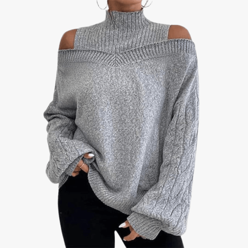 Sweater Off-the-Shoulder Tendance pour Femmes - Confort et Style-Women Sweaters-Marais Paris-Gris-S-Marais Paris