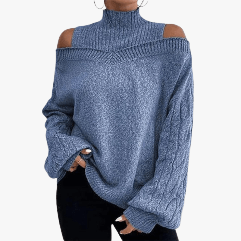 Sweater Off-the-Shoulder Tendance pour Femmes - Confort et Style-Women Sweaters-Marais Paris-Bleu-S-Marais Paris