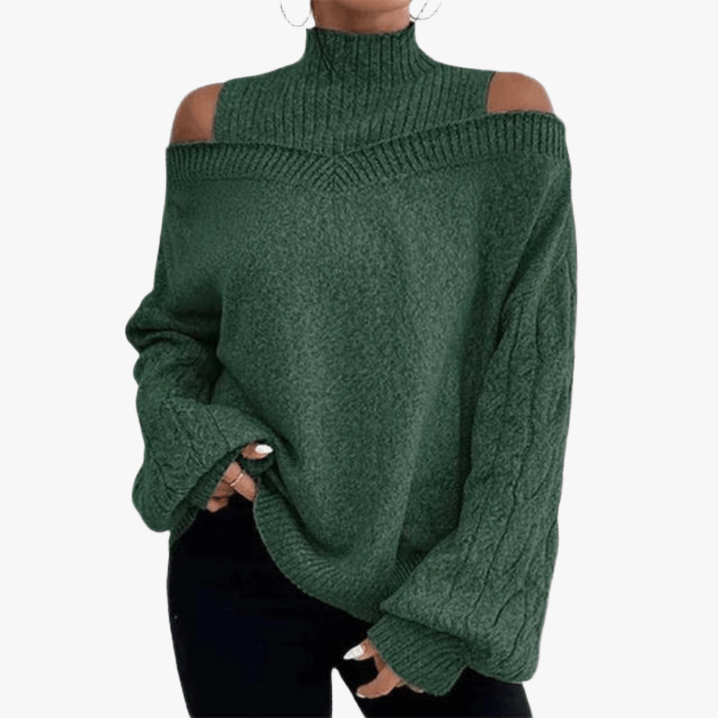 Sweater Off-the-Shoulder Tendance pour Femmes - Confort et Style-Women Sweaters-Marais Paris-Vert-S-Marais Paris
