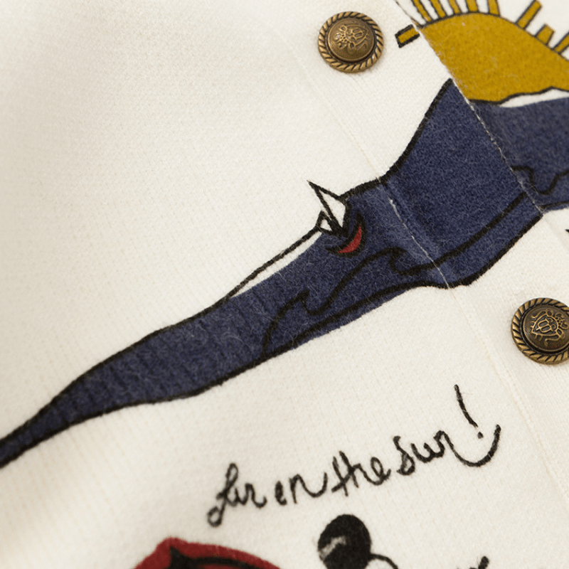 Cardigan Oversized avec Broderies Ludiques pour Femmes-Women Cardigans-Marais Paris-Marais Paris