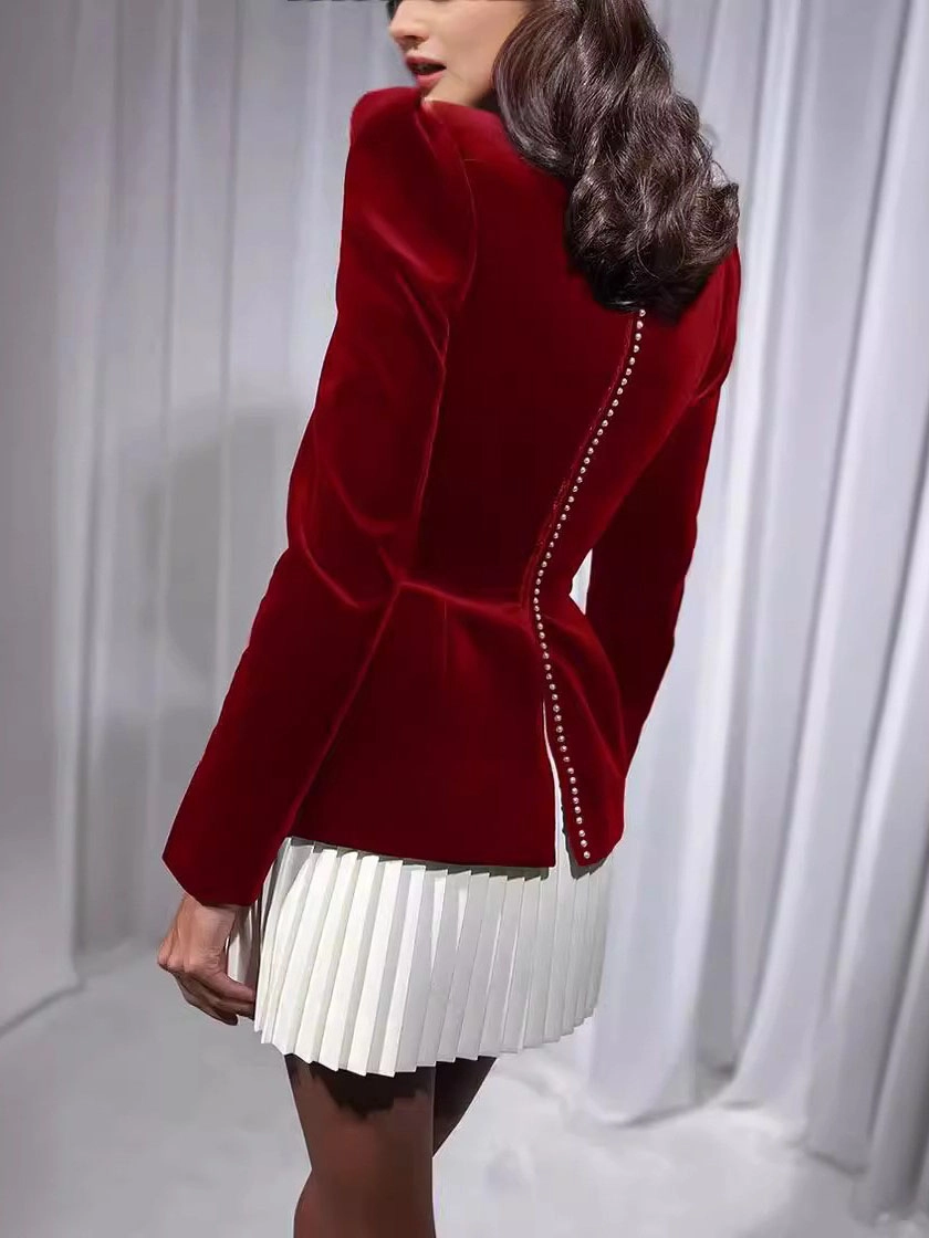 Haut Péplum Velours Femme - Coupe Structurée, Jupe Plissée-Mini Dress-Marais Paris-Marais Paris