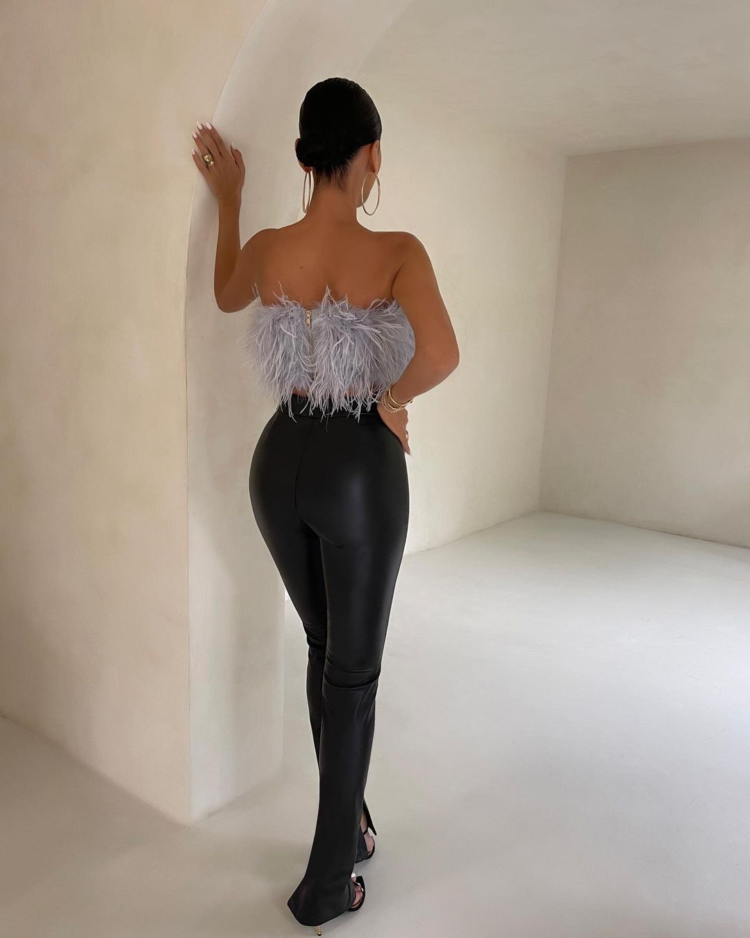 Haut Bandeau Plume - Top Strapless Texturé, Glamour-Shirts & Tops-Marais Paris-Marais Paris