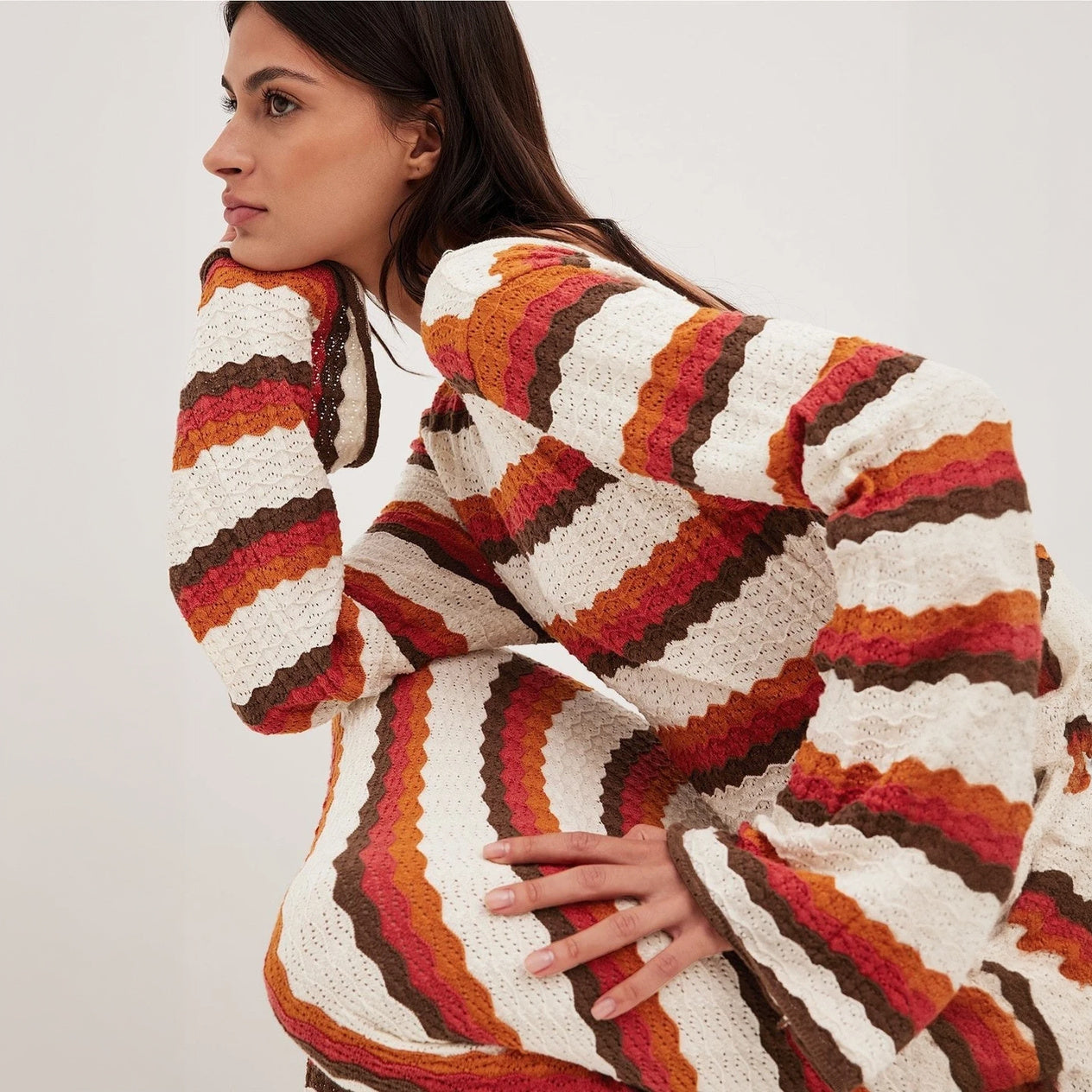 Robe Maxi Rayée Bohème - Manches Évasées, Coupe Longue-Dresses-Marais Paris-Marais Paris