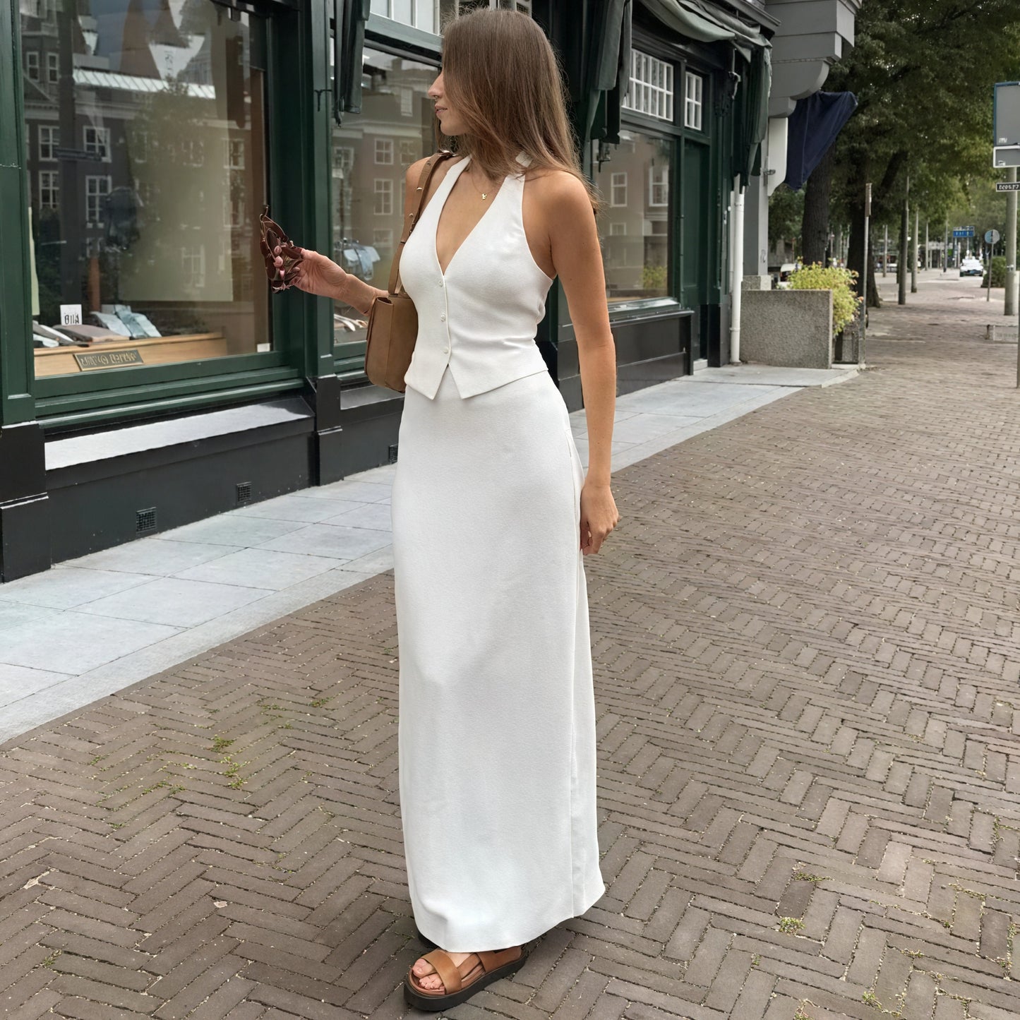 Ensemble Tailleur Femme – Haut Dos Nu & Jupe Fluide – Chic Minimaliste-elegant sets-Marais Paris-Marais Paris