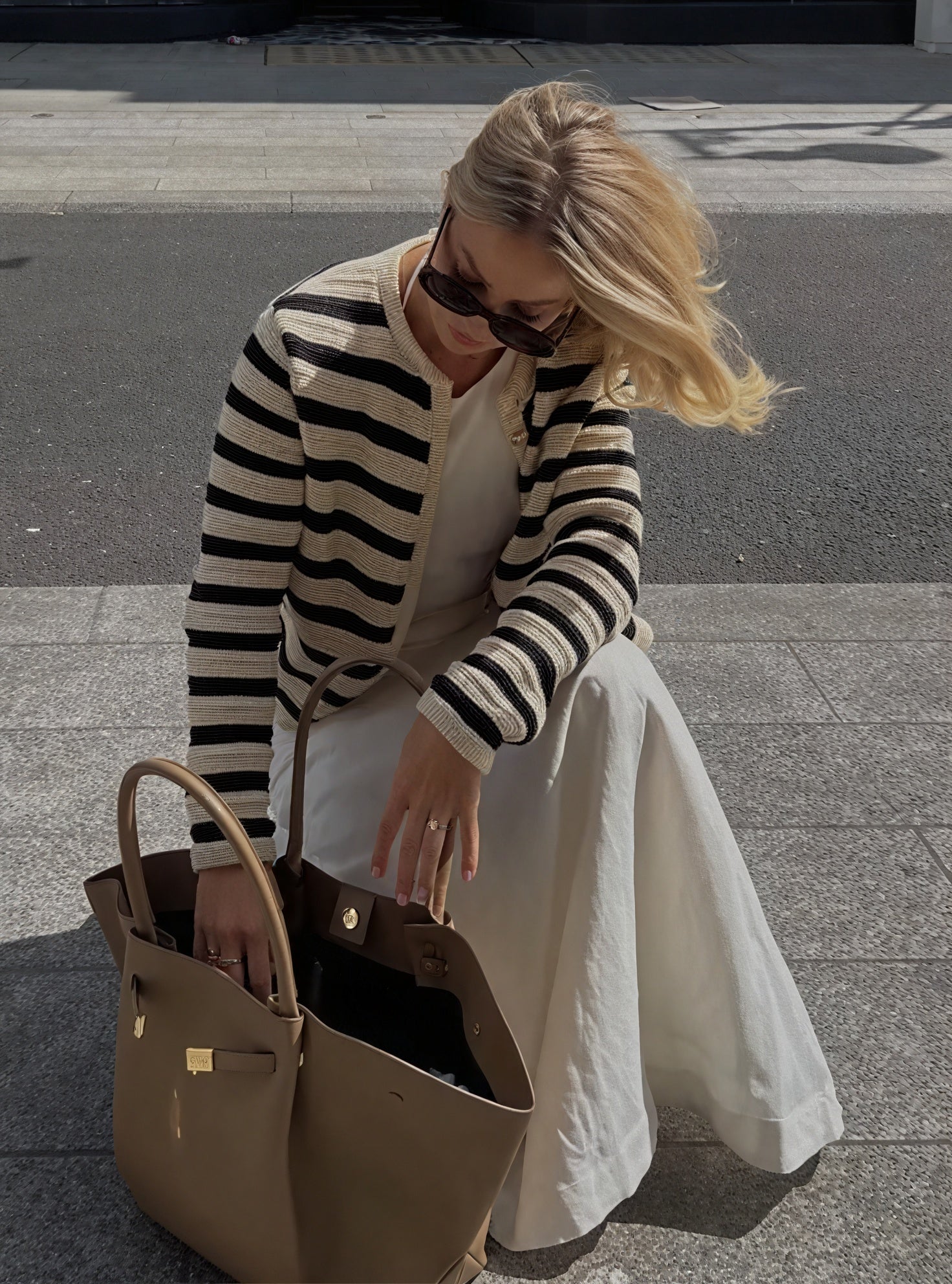 Veste Rayée Boutonnée - Veste Femme, Rayures, Boutons Dorés-Old Money Style-Marais Paris-Marais Paris