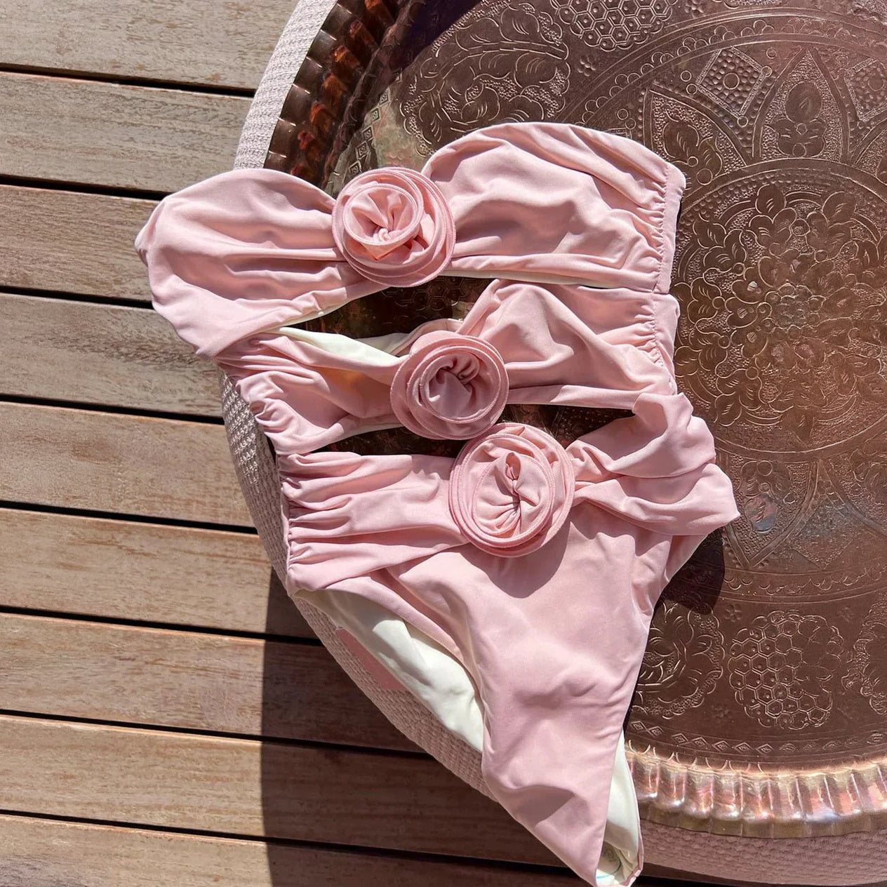 Maillot de bain femme: Une pièce, deux pièces, détails floraux, ruchés-marbella vibes-Marais Paris-Rose-8 - 10 (S)-Marais Paris