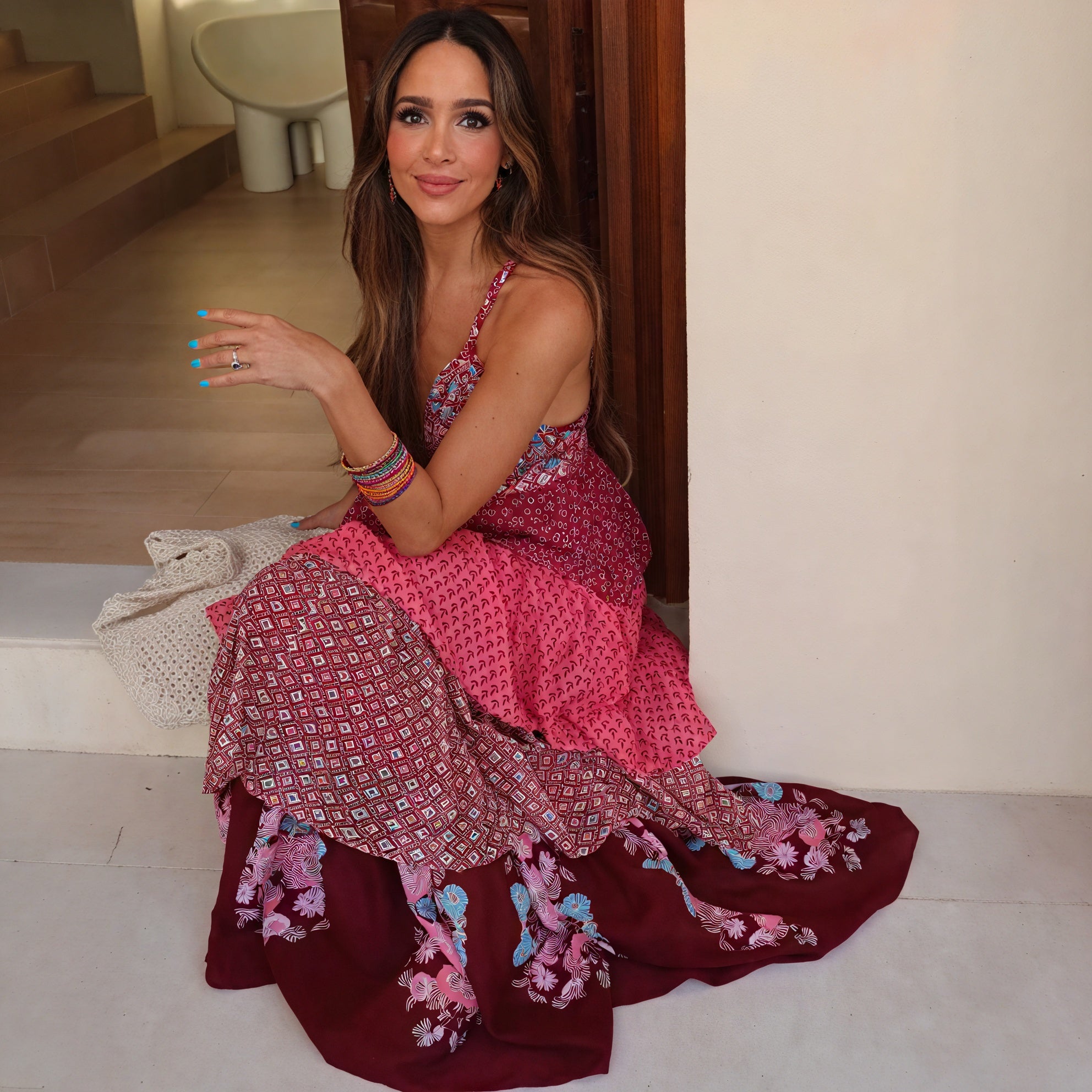 Robe Maxi Bohème à Volants - Coupe Fluide, Motifs Variés-Maxi Dress-Marais Paris-Marais Paris