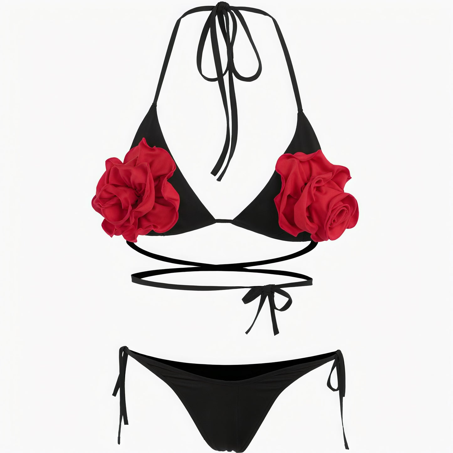 Bikini Deux-Pièces avec Détails Floraux et Liens-Marais Paris-Marais Paris