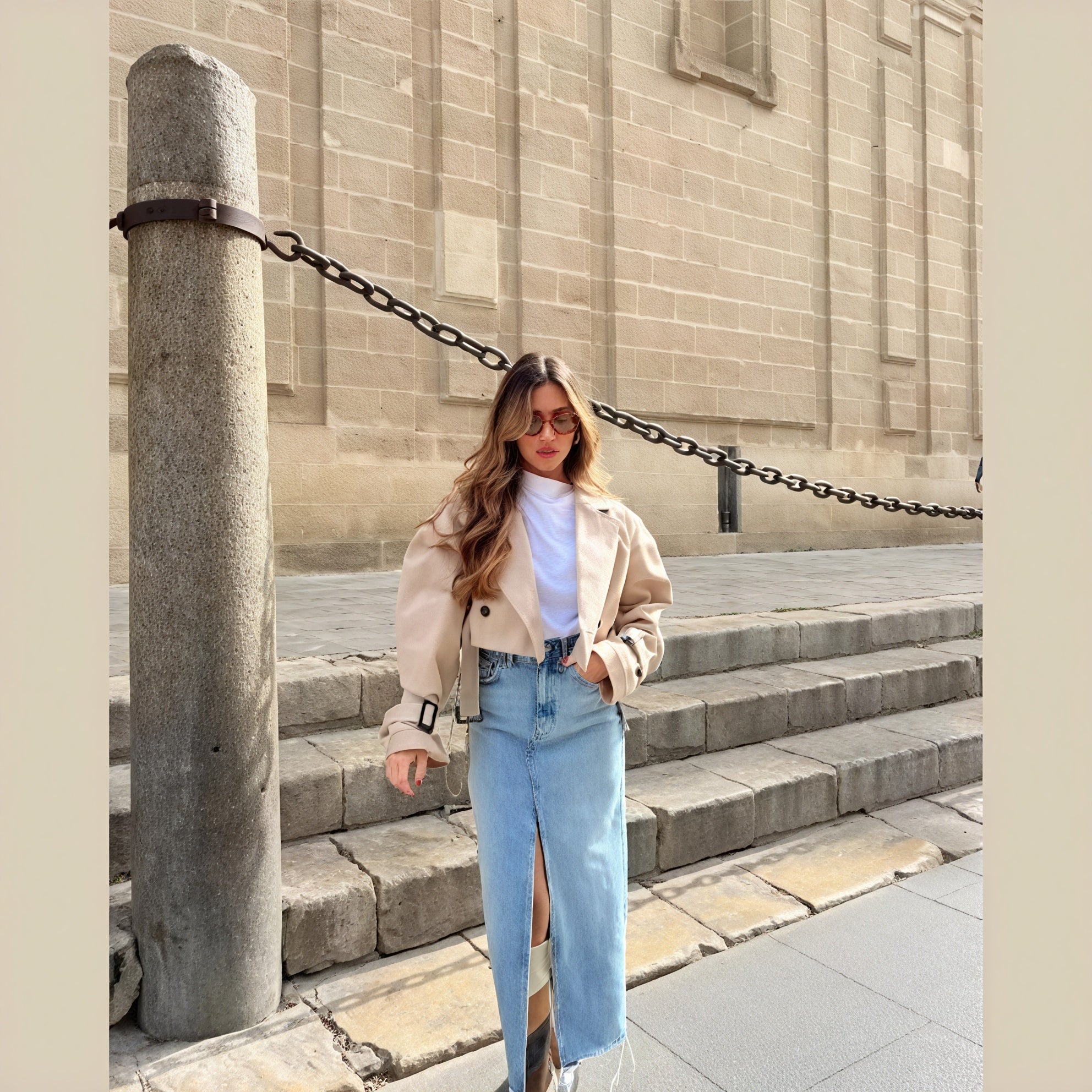 Veste Trench Cropped Femme - Double Boutonnage, Ceinture Ajustable-Jassen-Marais Paris-Marais Paris