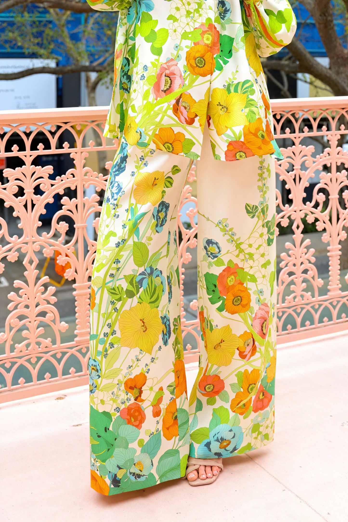 Ensemble Deux Pièces Femme – Imprimé Floral, Pantalon Large, Veste Boutonnée-Sets-Marais Paris-Marais Paris