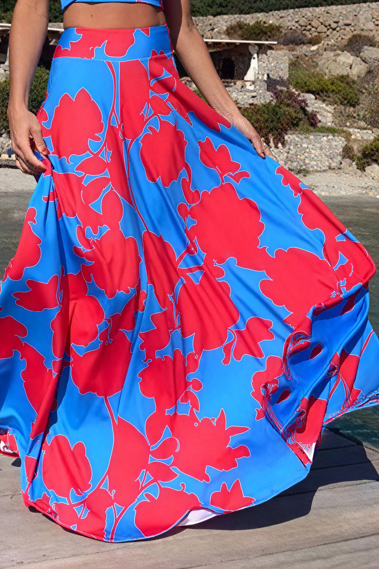 Ensemble Deux Pièces Femme - Top Court, Jupe Maxi, Motif Floral-Sets-Marais Paris-Marais Paris